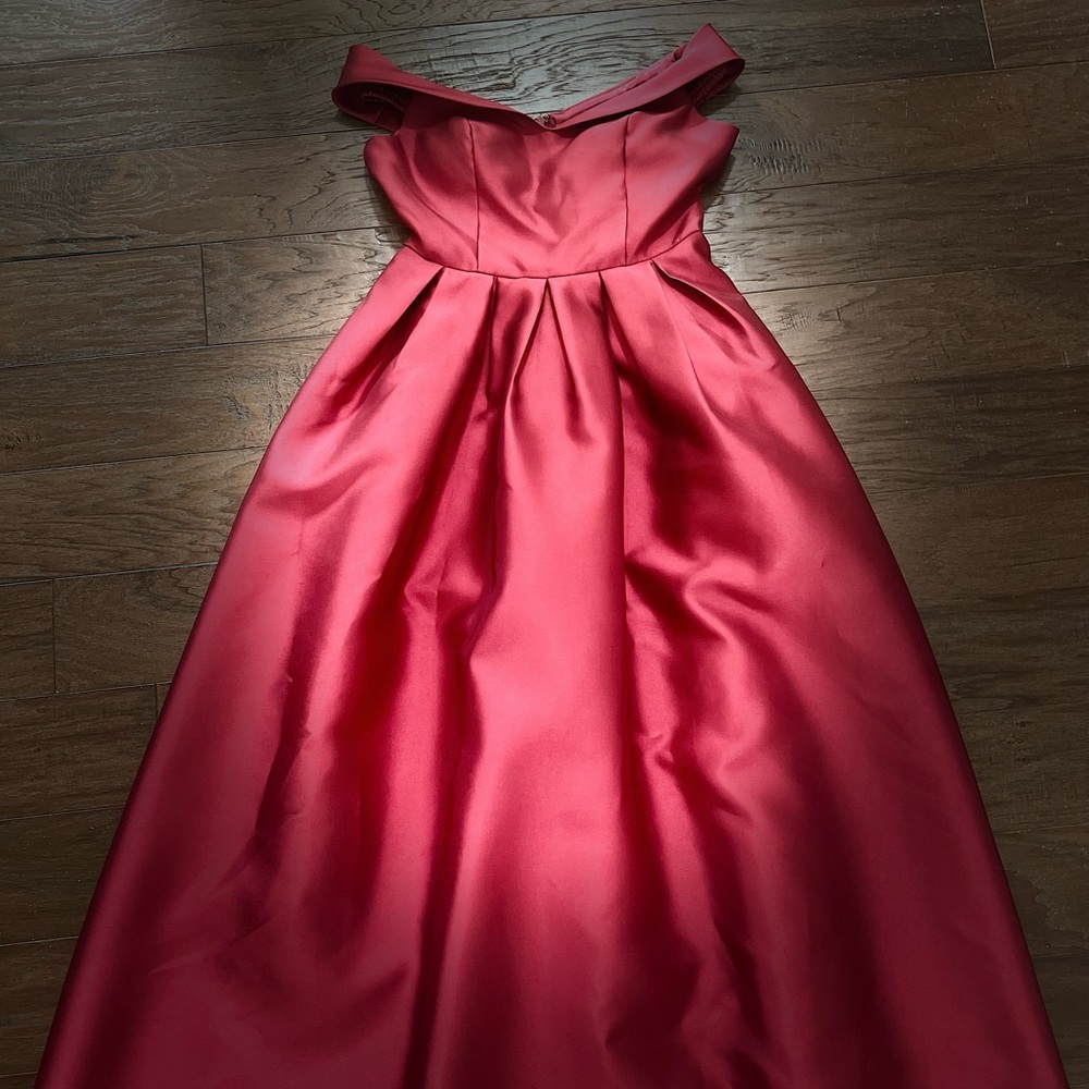Maniju Red Satin Off The Shoulder Prom Maxi Dress